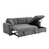 Sery 101" Sleeper Sectional Sofa w Storage Chaise | Pillows | Gray Chenille