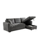 Sery 101" Sleeper Sectional Sofa w Storage Chaise | Pillows | Gray Chenille