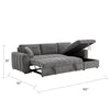 Sery 101" Sleeper Sectional Sofa w Storage Chaise | Pillows | Gray Chenille