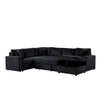 Xely Sleeper Sectional Sofa | Storage Chaise 3 Pillows | Black Corduroy 123"