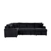 Xely Sleeper Sectional Sofa | Storage Chaise 3 Pillows | Black Corduroy 123"