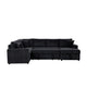 Xely Sleeper Sectional Sofa | Storage Chaise 3 Pillows | Black Corduroy 123"