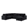 Xely Sleeper Sectional Sofa | Storage Chaise 3 Pillows | Black Corduroy 123"