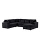 Xely Sleeper Sectional Sofa | Storage Chaise 3 Pillows | Black Corduroy 123"