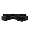Xely Sleeper Sectional Sofa | Storage Chaise 3 Pillows | Black Corduroy 123"