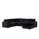 Xely Sleeper Sectional Sofa | Storage Chaise 3 Pillows | Black Corduroy 123"