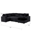 Xely Sleeper Sectional Sofa | Storage Chaise 3 Pillows | Black Corduroy 123"