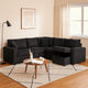 Xely Sleeper Sectional Sofa | Storage Chaise 3 Pillows | Black Corduroy 123"