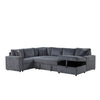 Xely Sleeper Sectional Sofa | Storage Chaise 3 Pillows | Gray Corduroy 123"