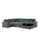 Xely Sleeper Sectional Sofa | Storage Chaise 3 Pillows | Gray Corduroy 123"
