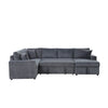 Xely Sleeper Sectional Sofa | Storage Chaise 3 Pillows | Gray Corduroy 123"