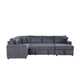 Xely Sleeper Sectional Sofa | Storage Chaise 3 Pillows | Gray Corduroy 123"