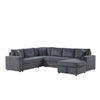 Xely Sleeper Sectional Sofa | Storage Chaise 3 Pillows | Gray Corduroy 123"