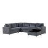 Xely Sleeper Sectional Sofa | Storage Chaise 3 Pillows | Gray Corduroy 123"