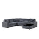 Xely Sleeper Sectional Sofa | Storage Chaise 3 Pillows | Gray Corduroy 123"