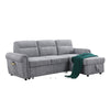 Heny Sleeper Sectional Sofa Storage Chaise | USB Ports | Gray Chenille 97"