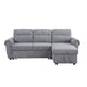 Heny Sleeper Sectional Sofa Storage Chaise | USB Ports | Gray Chenille 97"