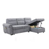 Heny Sleeper Sectional Sofa Storage Chaise | USB Ports | Gray Chenille 97"