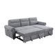 Heny Sleeper Sectional Sofa Storage Chaise | USB Ports | Gray Chenille 97"