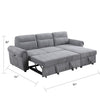Heny Sleeper Sectional Sofa Storage Chaise | USB Ports | Gray Chenille 97"