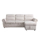Heny Sleeper Sectional Sofa Storage Chaise | USB Ports | Beige Chenille 97"