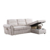 Heny Sleeper Sectional Sofa Storage Chaise | USB Ports | Beige Chenille 97"