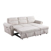 Heny Sleeper Sectional Sofa Storage Chaise | USB Ports | Beige Chenille 97"