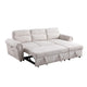 Heny Sleeper Sectional Sofa Storage Chaise | USB Ports | Beige Chenille 97"