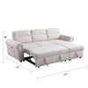 Heny Sleeper Sectional Sofa Storage Chaise | USB Ports | Beige Chenille 97"