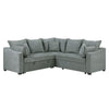 Aly Sectional Sofa w Pull Out Sleeper | 5 Pillows | Gray Woven Fabric 92"