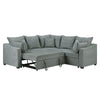 Aly Sectional Sofa w Pull Out Sleeper | 5 Pillows | Gray Woven Fabric 92"