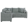 Aly Sectional Sofa w Pull Out Sleeper | 5 Pillows | Gray Woven Fabric 92"