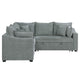 Aly Sectional Sofa w Pull Out Sleeper | 5 Pillows | Gray Woven Fabric 92"