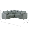 Aly Sectional Sofa w Pull Out Sleeper | 5 Pillows | Gray Woven Fabric 92"