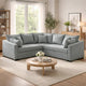 Aly Sectional Sofa w Pull Out Sleeper | 5 Pillows | Gray Woven Fabric 92"