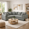 Aly Sectional Sofa w Pull Out Sleeper | 5 Pillows | Gray Woven Fabric 92"