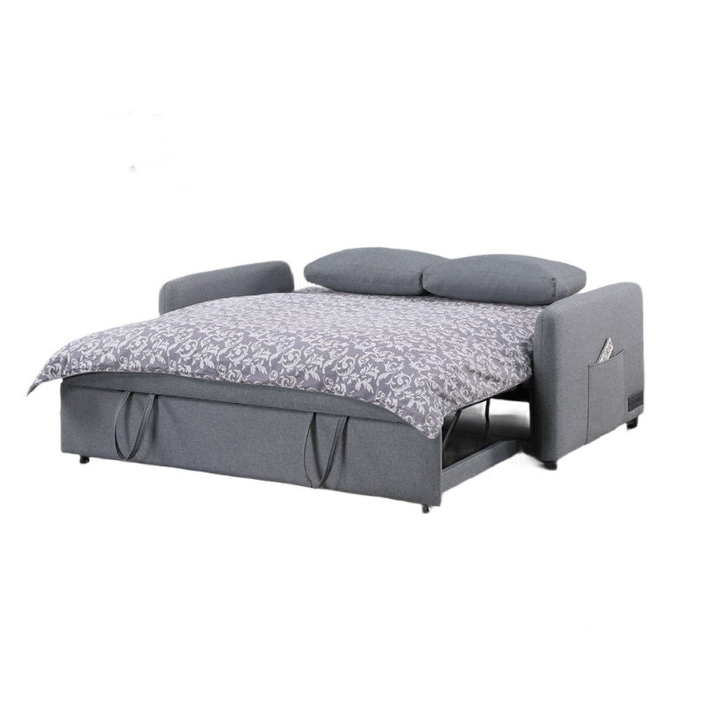 Dely Convertible Sleeper Sofa | 2 Pillows | Gray Linen Tufted Cushions 69"