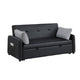 Dely Convertible Sleeper Sofa | 2 Pillows | Black Faux Leather Tufting 69"