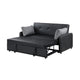 Dely Convertible Sleeper Sofa | 2 Pillows | Black Faux Leather Tufting 69"