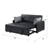 Dely Convertible Sleeper Sofa | 2 Pillows | Black Faux Leather Tufting 69"