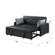 Dely Convertible Sleeper Sofa | 2 Pillows | Black Faux Leather Tufting 69"