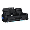 Jasi Power Reclining Sofa w Cupholders | LED | Black Leather Aire 84"