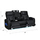 Jasi Power Reclining Sofa w Cupholders | LED | Black Leather Aire 84"