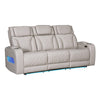 Jasi Power Reclining Sofa w Cupholders | LED | White Leather Aire 84"
