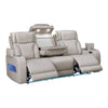 Jasi Power Reclining Sofa w Cupholders | LED | White Leather Aire 84"