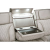Jasi Power Reclining Sofa w Cupholders | LED | White Leather Aire 84"