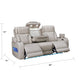 Jasi Power Reclining Sofa w Cupholders | LED | White Leather Aire 84"