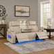 Jasi Power Reclining Sofa w Cupholders | LED | White Leather Aire 84"