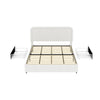 Lez Queen Size Platform Bed | 2 Storage Drawers | Ivory Boucle Upholstery