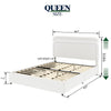 Lez Queen Size Platform Bed | 2 Storage Drawers | Ivory Boucle Upholstery